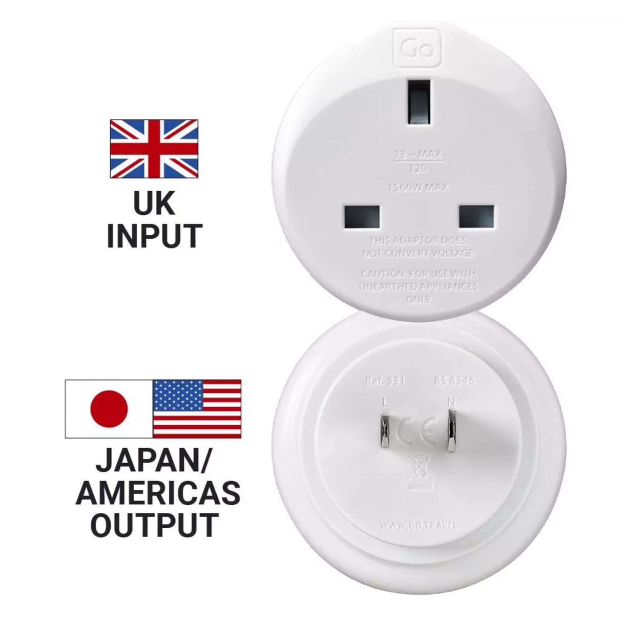Go Travel UK-Japan/USA Adaptor Default Title #- 53 Degrees North 