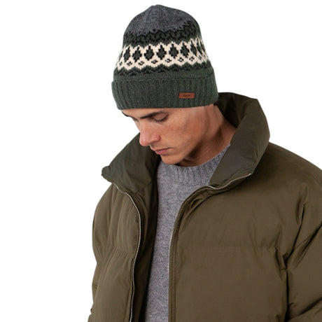 Barts Men's Gregorys Beanie Dark Heather-Army-Light Brown #- 53 Degrees North 