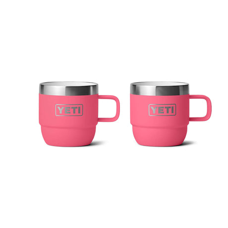 YETI Rambler Stackable Espresso 6oz (177ml) Mug - 2 Pack Cherry Blossom-Black Forest Green-Tropical Pink-Navy-White #- 53 Degrees North 
