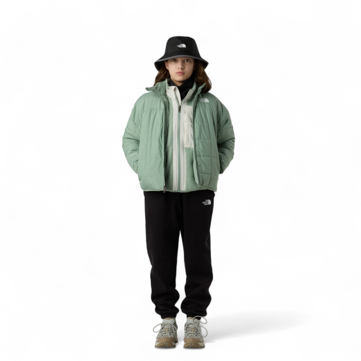 The North Face Girls' Reversible Shasta Full Zip Jacket Slate Moss / Age 5-6-Slate Moss / Age 7-8-Slate Moss / Age 9-10-Slate Moss / Age 11-12-Slate Moss / Age 14-16 #- 53 Degrees North 
