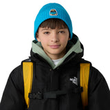 The North Face Kids' TNF Logo Box Cuffed Beanie Slate Moss-Meridian Blue/Nuptse Bear Patch-TNF Black #- 53 Degrees North 