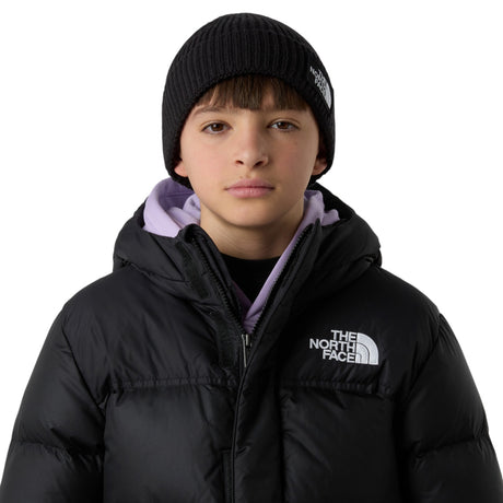 The North Face Kids' TNF Logo Box Cuffed Beanie Slate Moss-Meridian Blue/Nuptse Bear Patch-TNF Black #- 53 Degrees North 