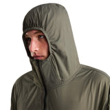 The North Face Men's TNF Red Box Packable Hooded Wind Jacket New Taupe Green / Small - 53 Degrees North