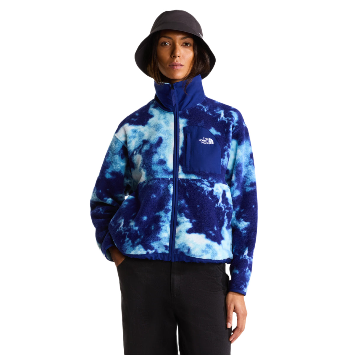 The North Face Women's Yumiori Off Peak Print Full Zip Jacket in Bold Blue Granitic Rock