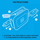 Go Travel 3 In 1 Retractable Connector Cable Default Title #- 53 Degrees North 
