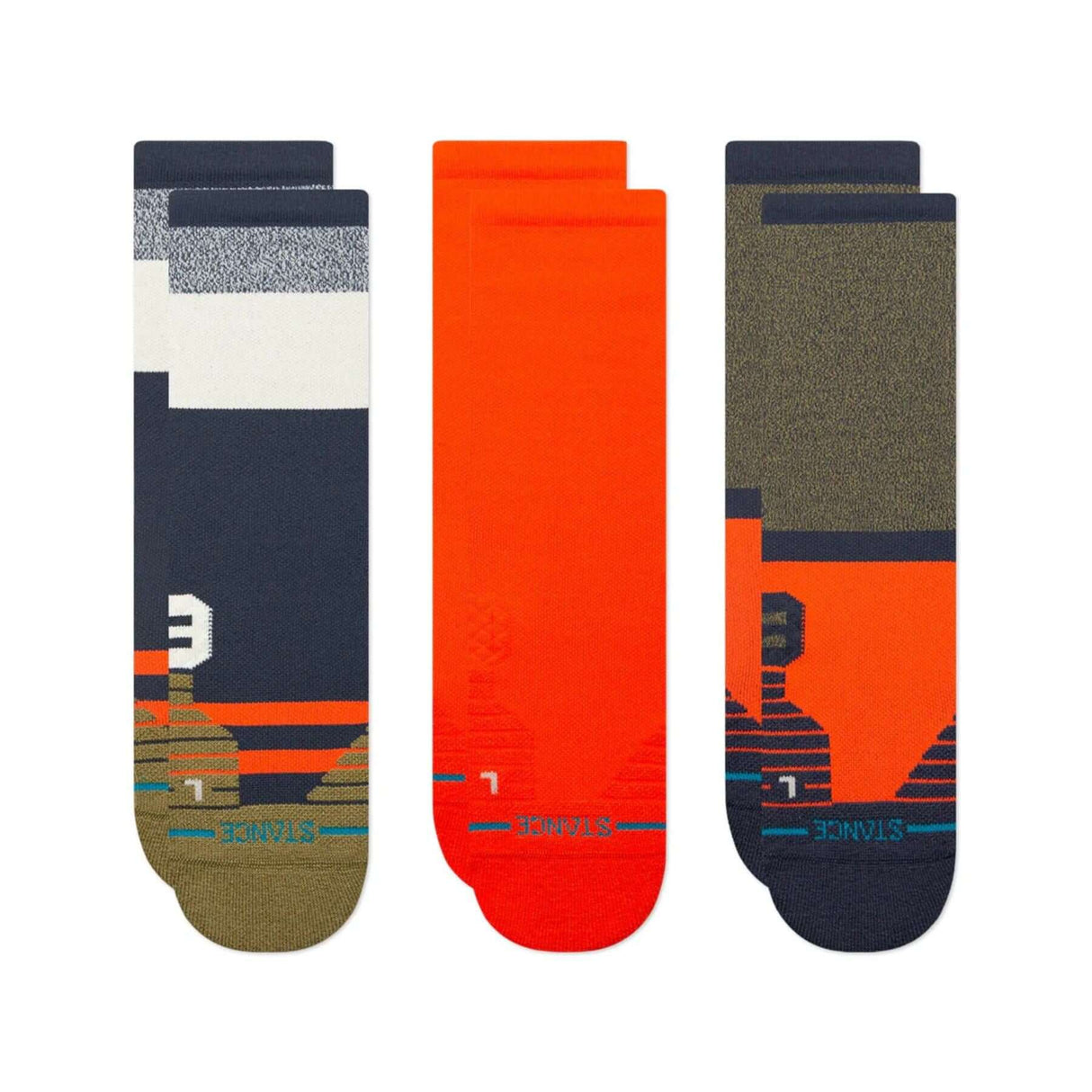 Stance Route Mid Crew Socks - 3 Pack Navy / Medium (UK 5.5-8)-Navy / Large (UK 8.5-11.5) #- 53 Degrees North 