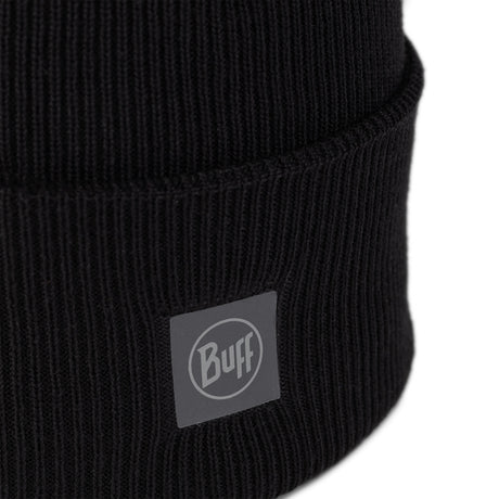 BUFF Crossknit Beanie Hat Solid Black-Solid Light Grey-Night Blue-Iris - 53 Degrees North 