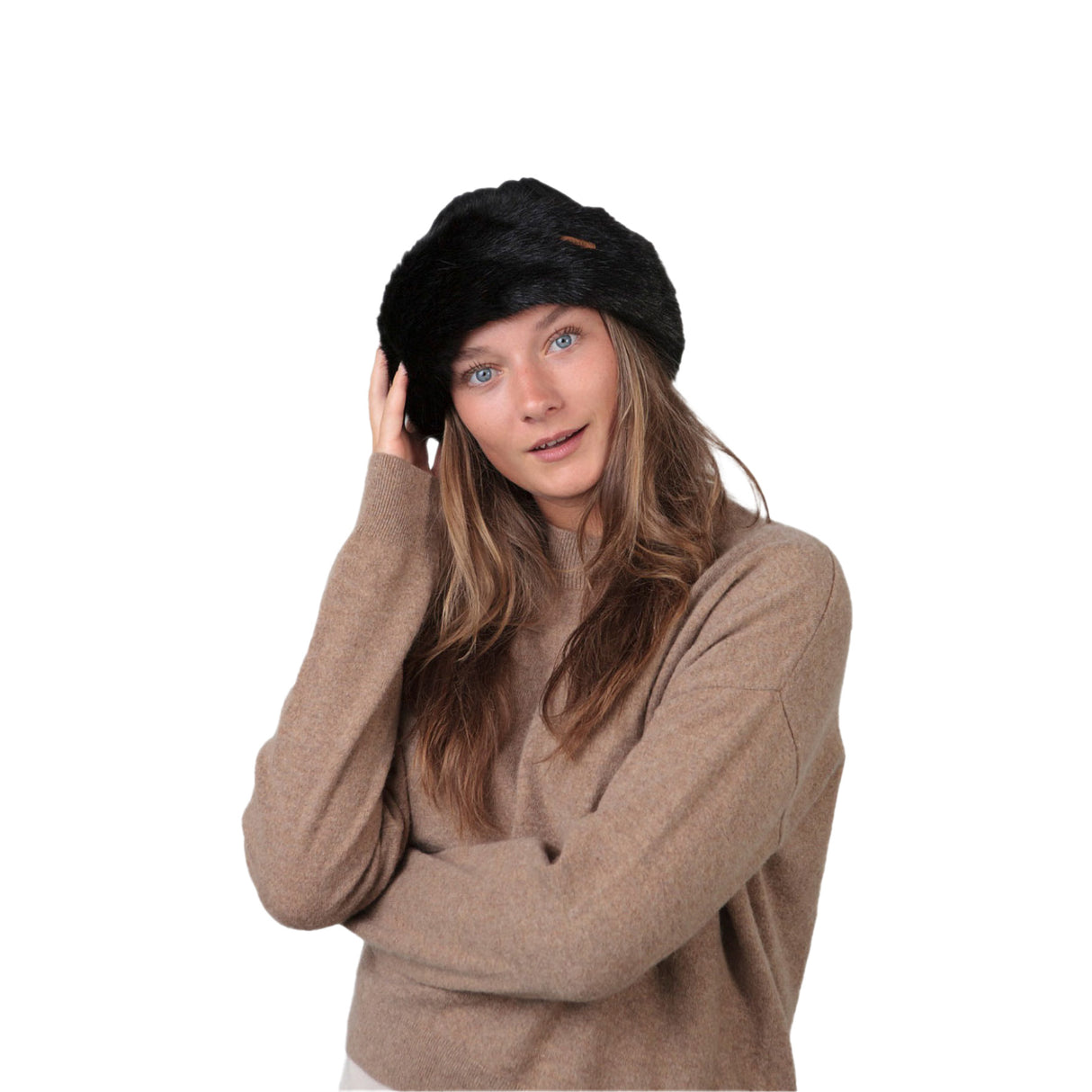 Barts Fur Cable Bandhat Black-White-Heather Brown - 53 Degrees North 