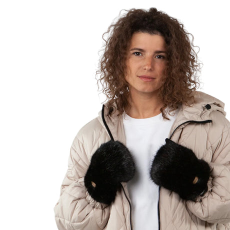 Barts Fur Mitts Print Brown-Black - 53 Degrees North 