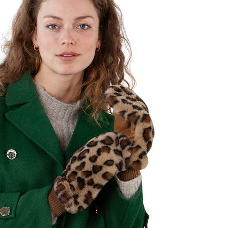 Barts Fur Mitts Print Brown-Black - 53 Degrees North 