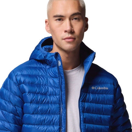 Columbia Men's Corelite Down Hooded Jacket Mountain Blue / Small-Mountain Blue / Medium-Mountain Blue / Large-Mountain Blue / X-Large-Mountain Blue / XX-Large - 53 Degrees North 