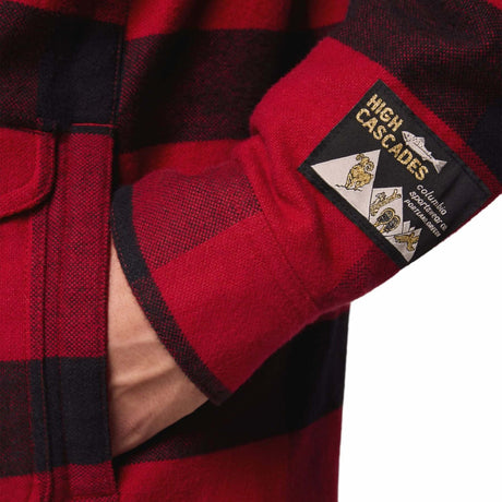Columbia Men's High Cascades Shirt Jacket Red Dahlia Tims Buffalo Plaid / X-Small-Red Dahlia Tims Buffalo Plaid / Small-Red Dahlia Tims Buffalo Plaid / Medium-Red Dahlia Tims Buffalo Plaid / Large-Red Dahlia Tims Buffalo Plaid / X-Large - 53 Degrees North 