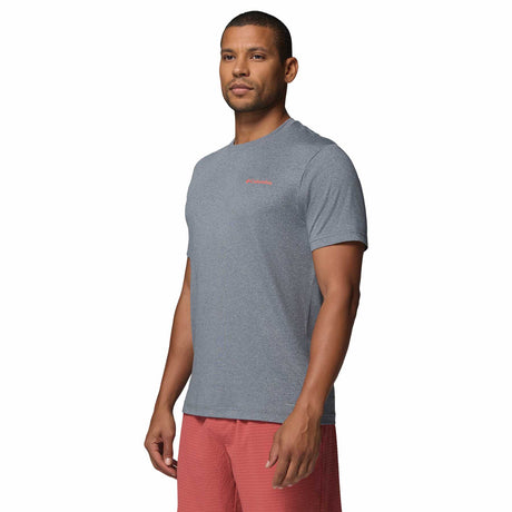 Columbia Men's Parsons Point Short Sleeve Back Graphic T-Shirt Black Heather/Splatter Gem / Small-Black Heather/Splatter Gem / Medium-Black Heather/Splatter Gem / Large-Black Heather/Splatter Gem / X-Large-Black Heather/Splatter Gem / XX-Large - 53 Degrees North 