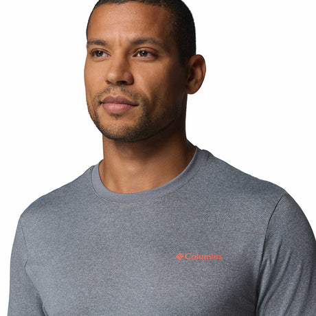 Columbia Men's Parsons Point Short Sleeve Back Graphic T-Shirt Black Heather/Splatter Gem / Small-Black Heather/Splatter Gem / Medium-Black Heather/Splatter Gem / Large-Black Heather/Splatter Gem / X-Large-Black Heather/Splatter Gem / XX-Large - 53 Degrees North 