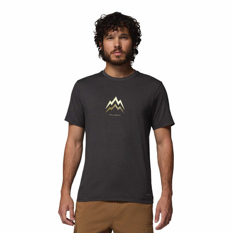 Columbia Men's Parsons Point T-Shirt Black Heather/Pointed Peaks / Small-Black Heather/Pointed Peaks / Medium-Black Heather/Pointed Peaks / Large-Black Heather/Pointed Peaks / X-Large-Black Heather/Pointed Peaks / XX-Large - 53 Degrees North 