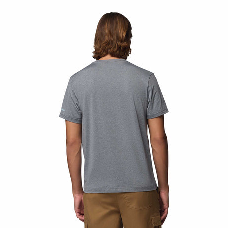 Columbia Men's Parsons Point T-Shirt Black Heather/Pointed Peaks / Small-Black Heather/Pointed Peaks / Medium-Black Heather/Pointed Peaks / Large-Black Heather/Pointed Peaks / X-Large-Black Heather/Pointed Peaks / XX-Large - 53 Degrees North 