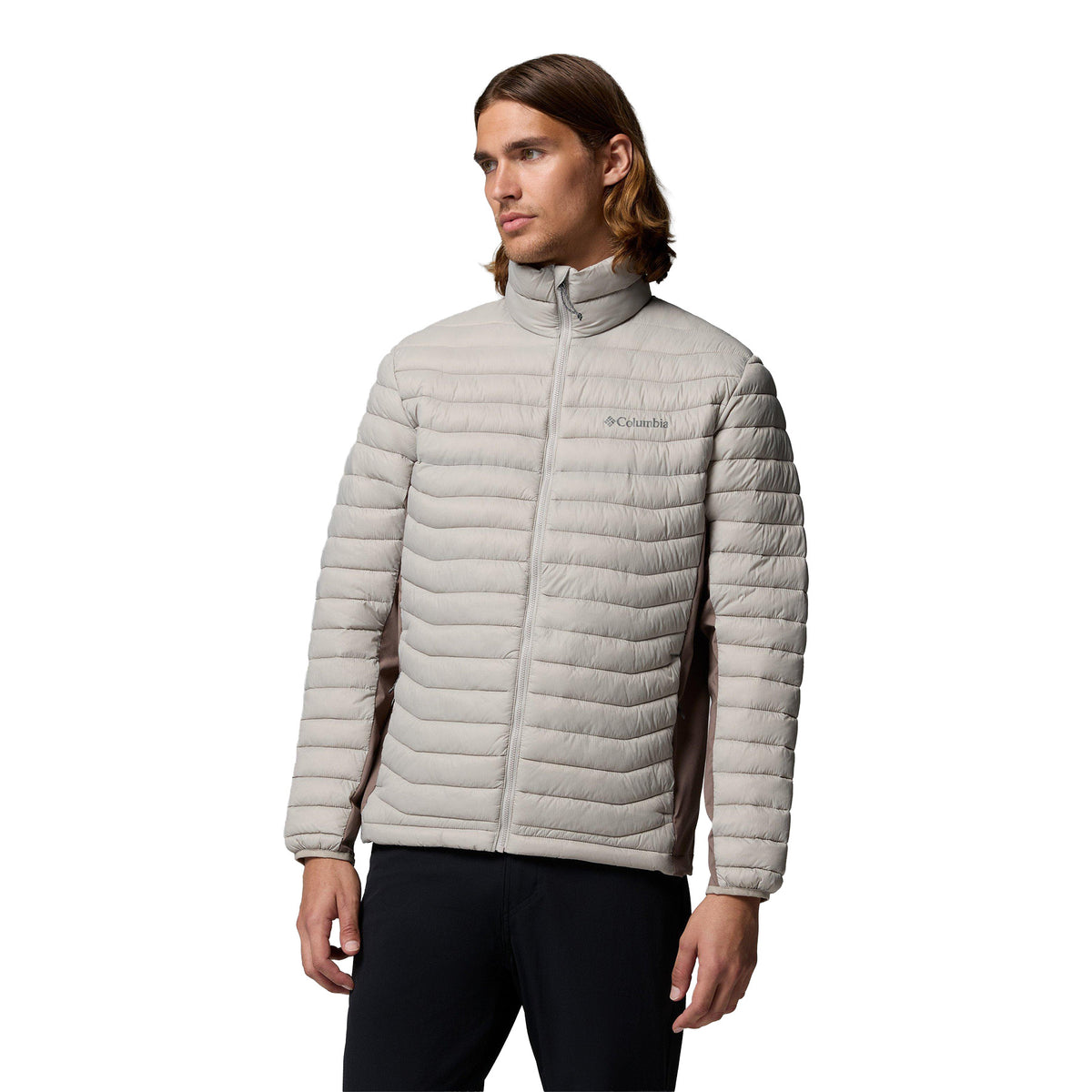 Columbia Men's Powder Pass Hybrid Hooded Jacket Flint Grey/Iron / Small - 53 Degrees North