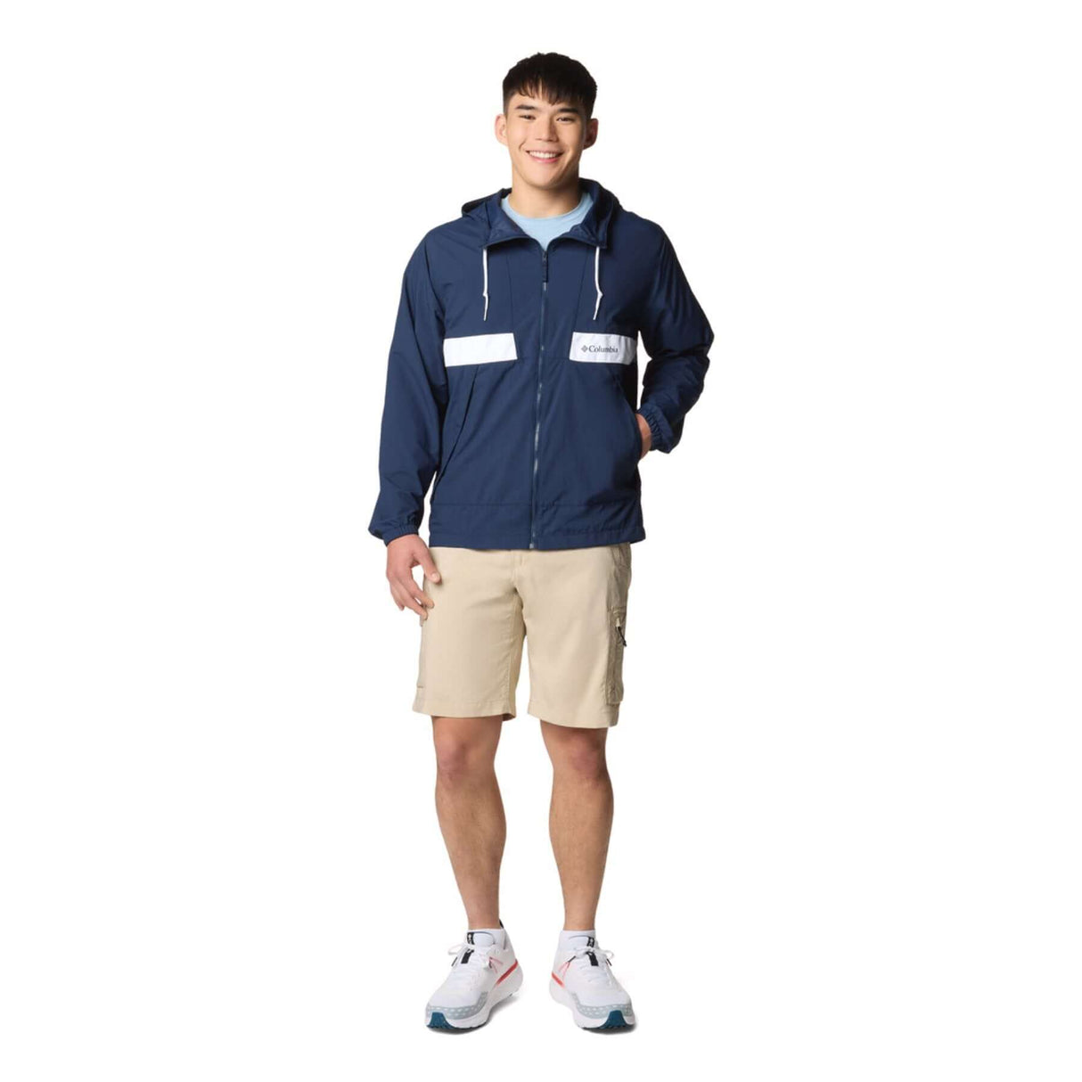 Columbia Men's Spire Valley Hooded Windbreaker Dark Stone/White / Small-Dark Stone/White / Medium-Dark Stone/White / Large-Dark Stone/White / X-Large-Dark Stone/White / XX-Large - 53 Degrees North 