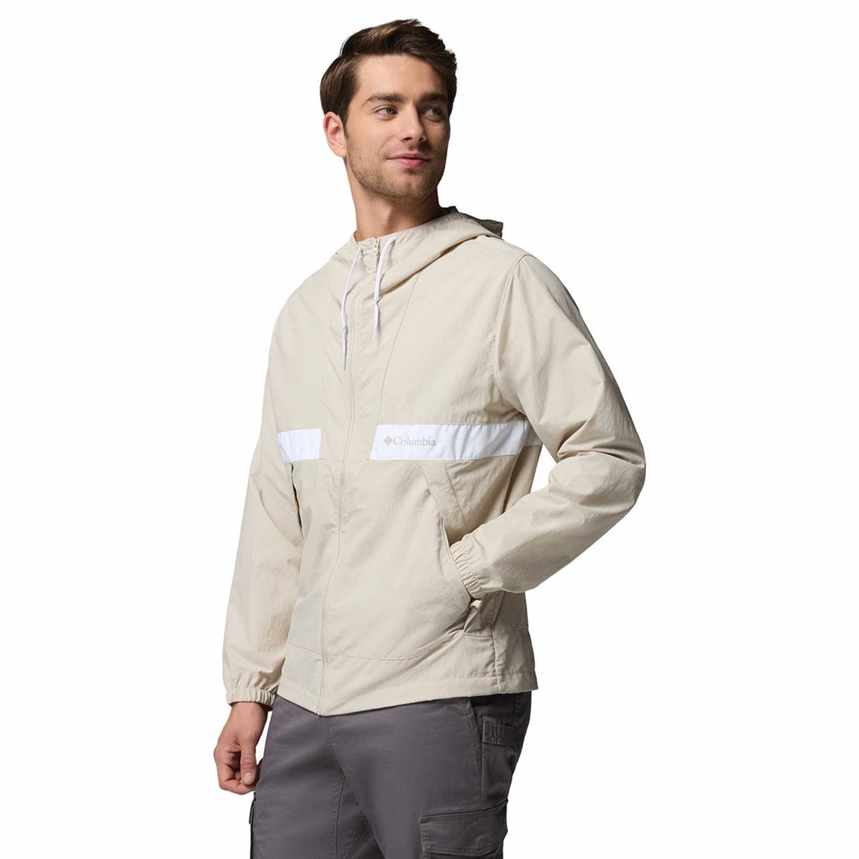 Columbia Men's Spire Valley Hooded Windbreaker Dark Stone/White / Small-Dark Stone/White / Medium-Dark Stone/White / Large-Dark Stone/White / X-Large-Dark Stone/White / XX-Large - 53 Degrees North 