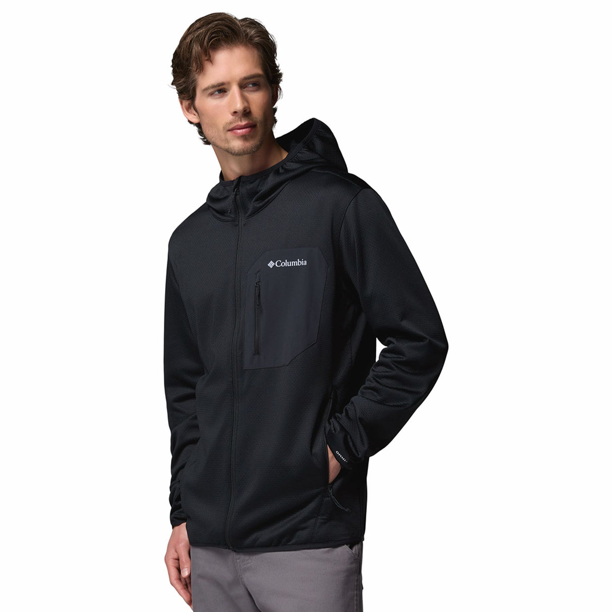 Columbia Men's Tall Heights Hooded Grid Fleece Full Zip Fleece Jacket Black / Small-Black / Medium-Black / Large-Black / X-Large-Black / XX-Large - 53 Degrees North 