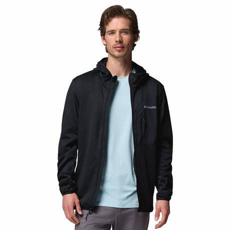 Columbia Men's Tall Heights Hooded Grid Fleece Full Zip Fleece Jacket Black / Small-Black / Medium-Black / Large-Black / X-Large-Black / XX-Large - 53 Degrees North 