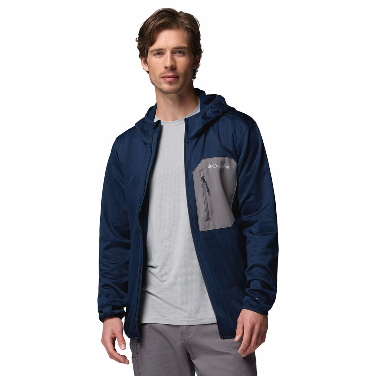 Columbia Men's Tall Heights Hooded Grid Fleece Full Zip Fleece Jacket Black / Small-Black / Medium-Black / Large-Black / X-Large-Black / XX-Large - 53 Degrees North 