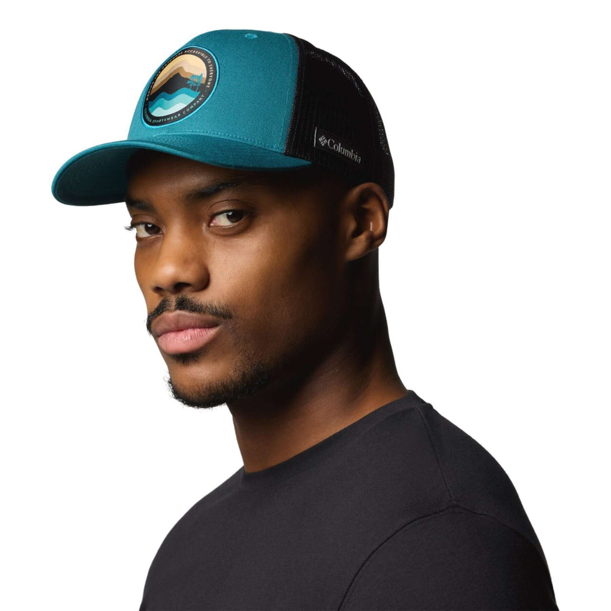 Columbia Mesh Snap Back Hat Black/Weld-River Blue/Black/Circular Landscape-Coll Navy/Columbia Grey/Mt Hood Circle-Tuscan/Dark Stone/Dark Mountain - 53 Degrees North 