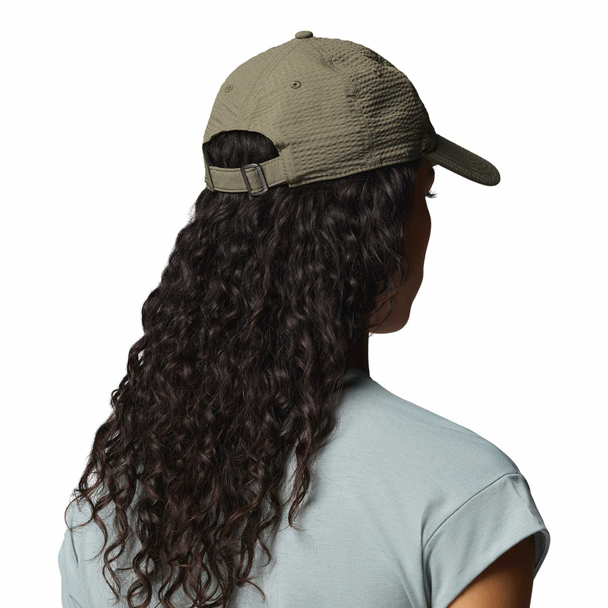 Columbia Wellzy Ball Cap Stone Green Seersucker/Mountains Graphic-Dark Mountain/Columbia Script - 53 Degrees North 