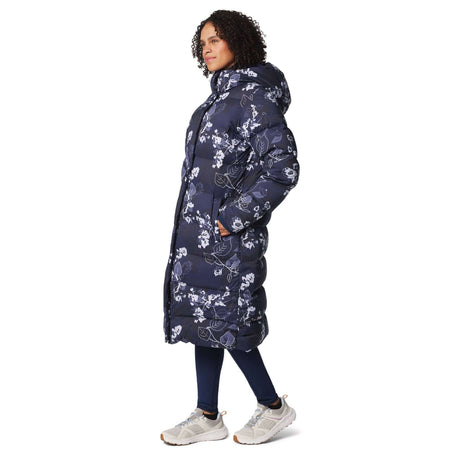 Columbia Women's Boundless Days Print Long Down Jacket Collegiate Navy Shadowvines Print / X-Small-Collegiate Navy Shadowvines Print / Small-Collegiate Navy Shadowvines Print / Medium-Collegiate Navy Shadowvines Print / Large-Collegiate Navy Shadowvines Print / X-Large - 53 Degrees North 