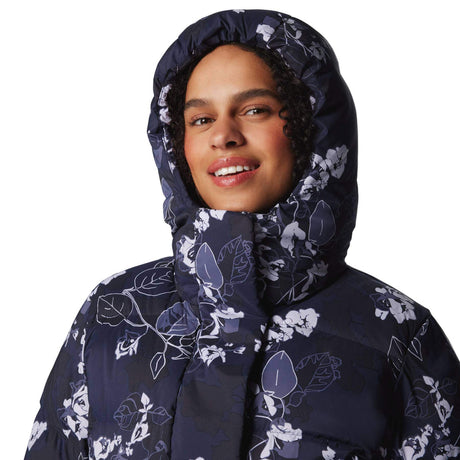 Columbia Women's Boundless Days Print Long Down Jacket Collegiate Navy Shadowvines Print / X-Small-Collegiate Navy Shadowvines Print / Small-Collegiate Navy Shadowvines Print / Medium-Collegiate Navy Shadowvines Print / Large-Collegiate Navy Shadowvines Print / X-Large - 53 Degrees North 
