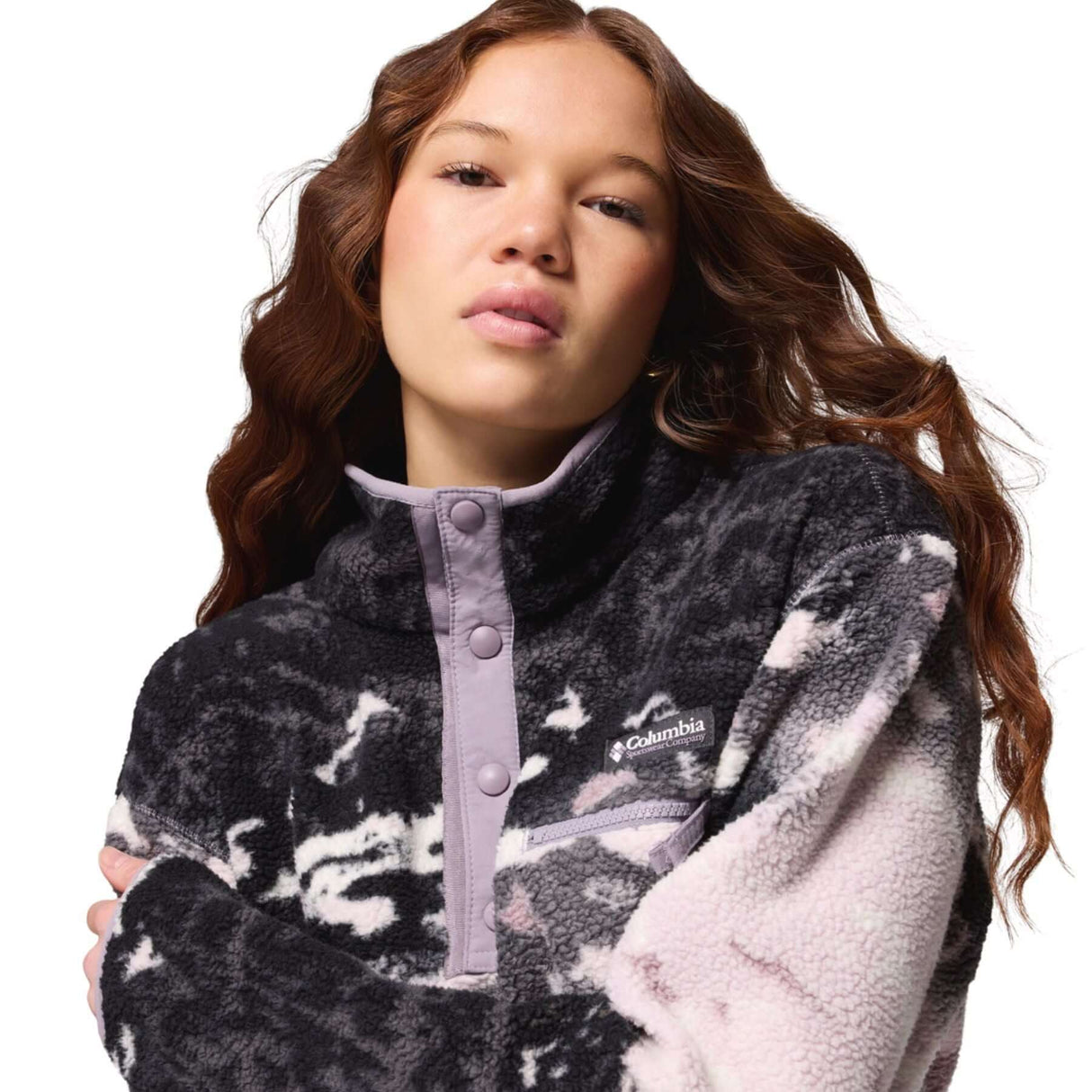 Columbia Women's Helvetia II Printed Cropped Half Snap Fleece Rosette Sprayflower / X-Small-Rosette Sprayflower / Small-Rosette Sprayflower / Medium-Rosette Sprayflower / Large-Rosette Sprayflower / X-Large - 53 Degrees North 