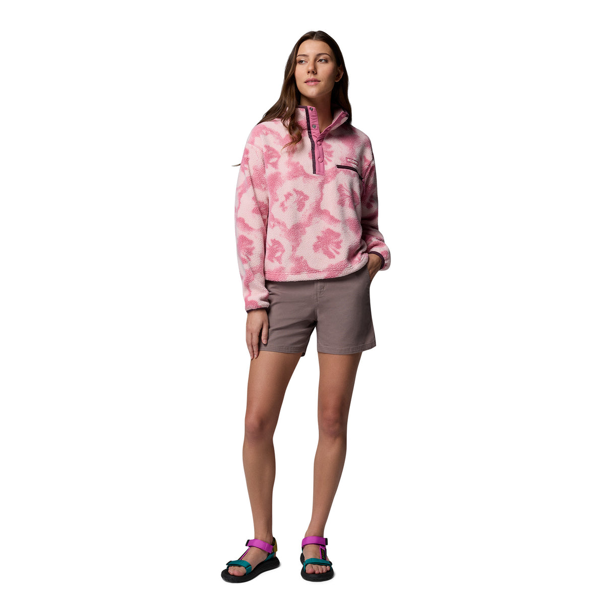 Columbia Women's Helvetia II Printed Cropped Half Snap Fleece Rosette Sprayflower / X-Small-Rosette Sprayflower / Small-Rosette Sprayflower / Medium-Rosette Sprayflower / Large-Rosette Sprayflower / X-Large - 53 Degrees North 