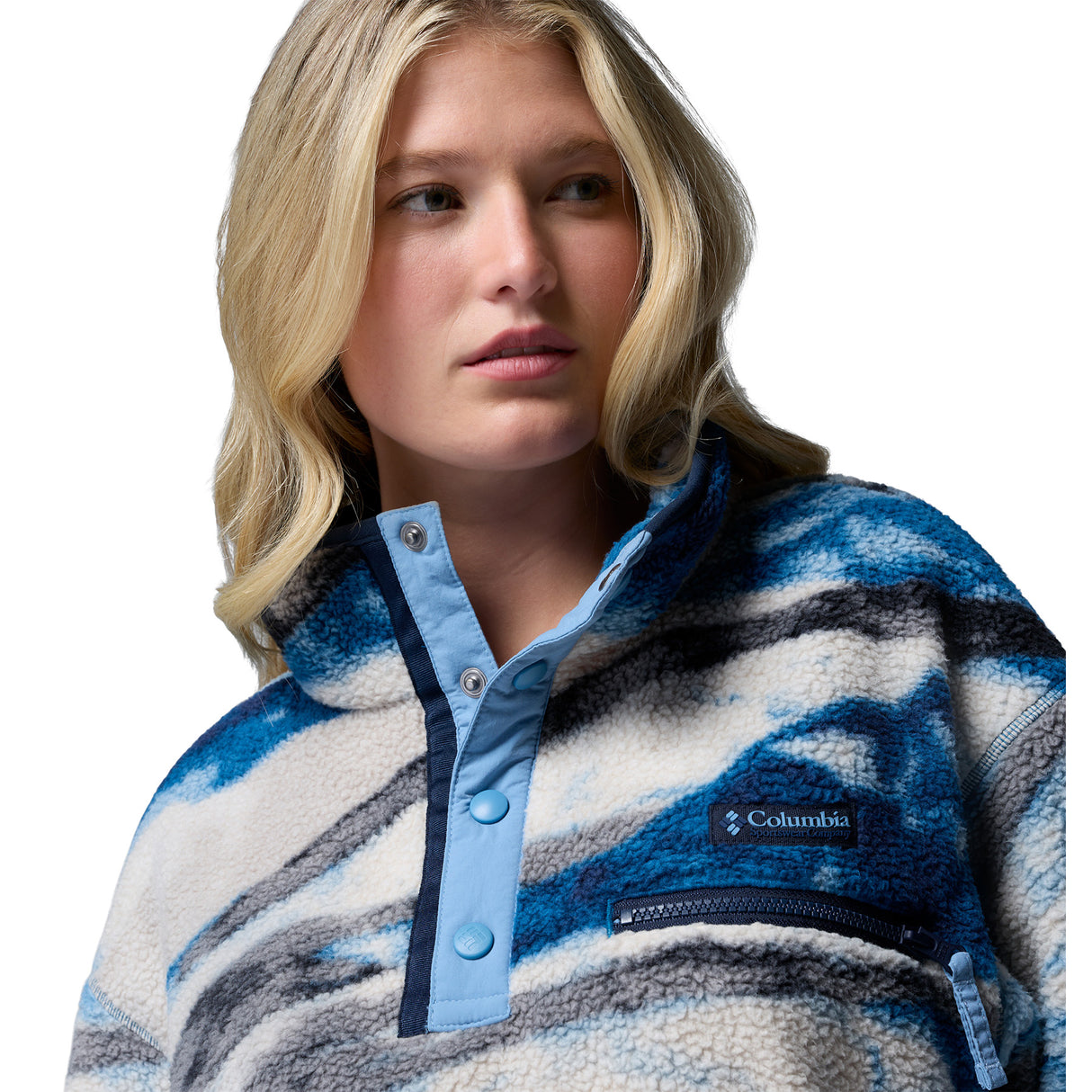 Columbia Women's Helvetia II Printed Cropped Half Snap Fleece Red Oxide/Dyeflower / X-Small - 53 Degrees North