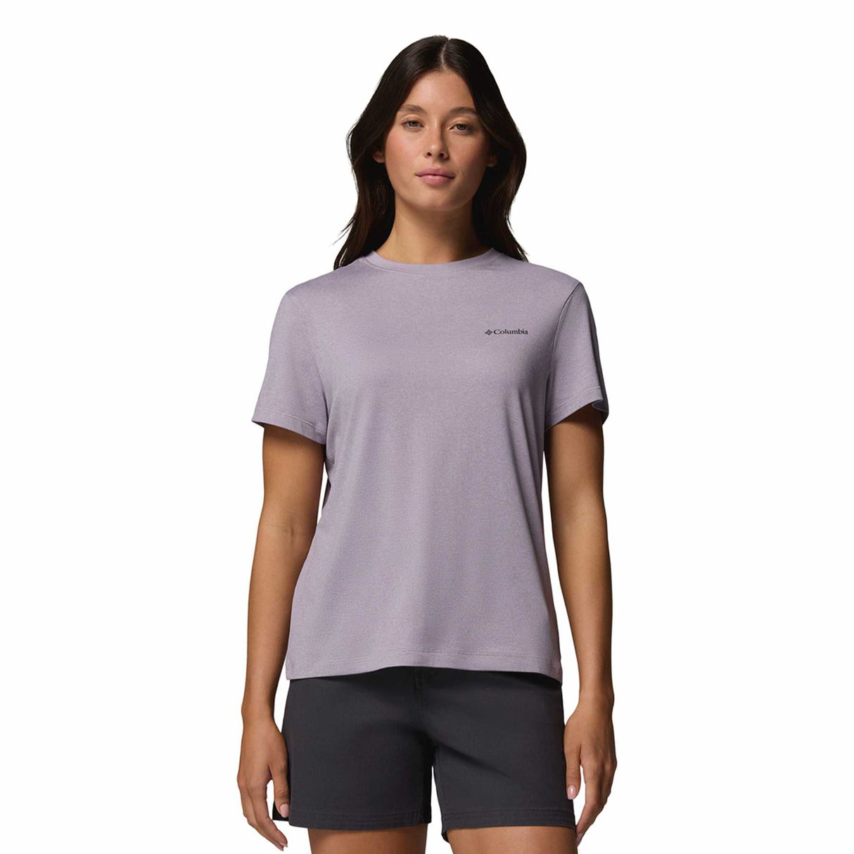 Columbia Women's Parsons Point Logo T-Shirt Lavender Pearl Heather / X-Small-Lavender Pearl Heather / Small-Lavender Pearl Heather / Medium-Lavender Pearl Heather / Large-Lavender Pearl Heather / X-Large - 53 Degrees North 