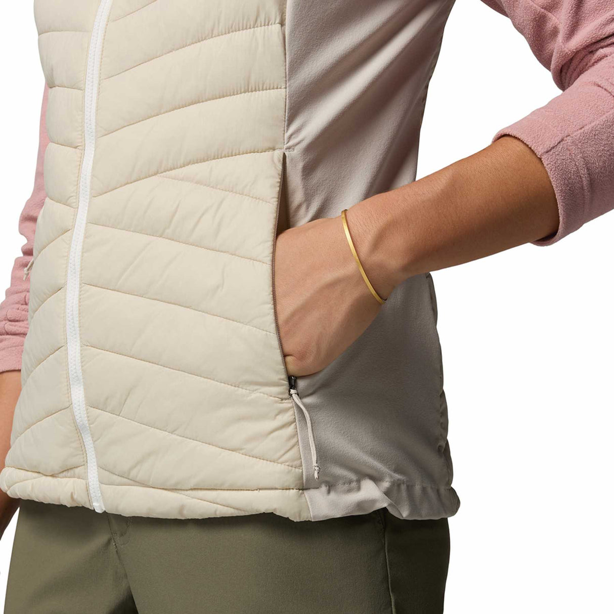 Columbia Women's Powder Pass III Hybrid Vest Dark Stone/Sea Salt / Small-Dark Stone/Sea Salt / Medium-Dark Stone/Sea Salt / Large-Dark Stone/Sea Salt / X-Large-Dark Stone/Sea Salt / XX-Large - 53 Degrees North 