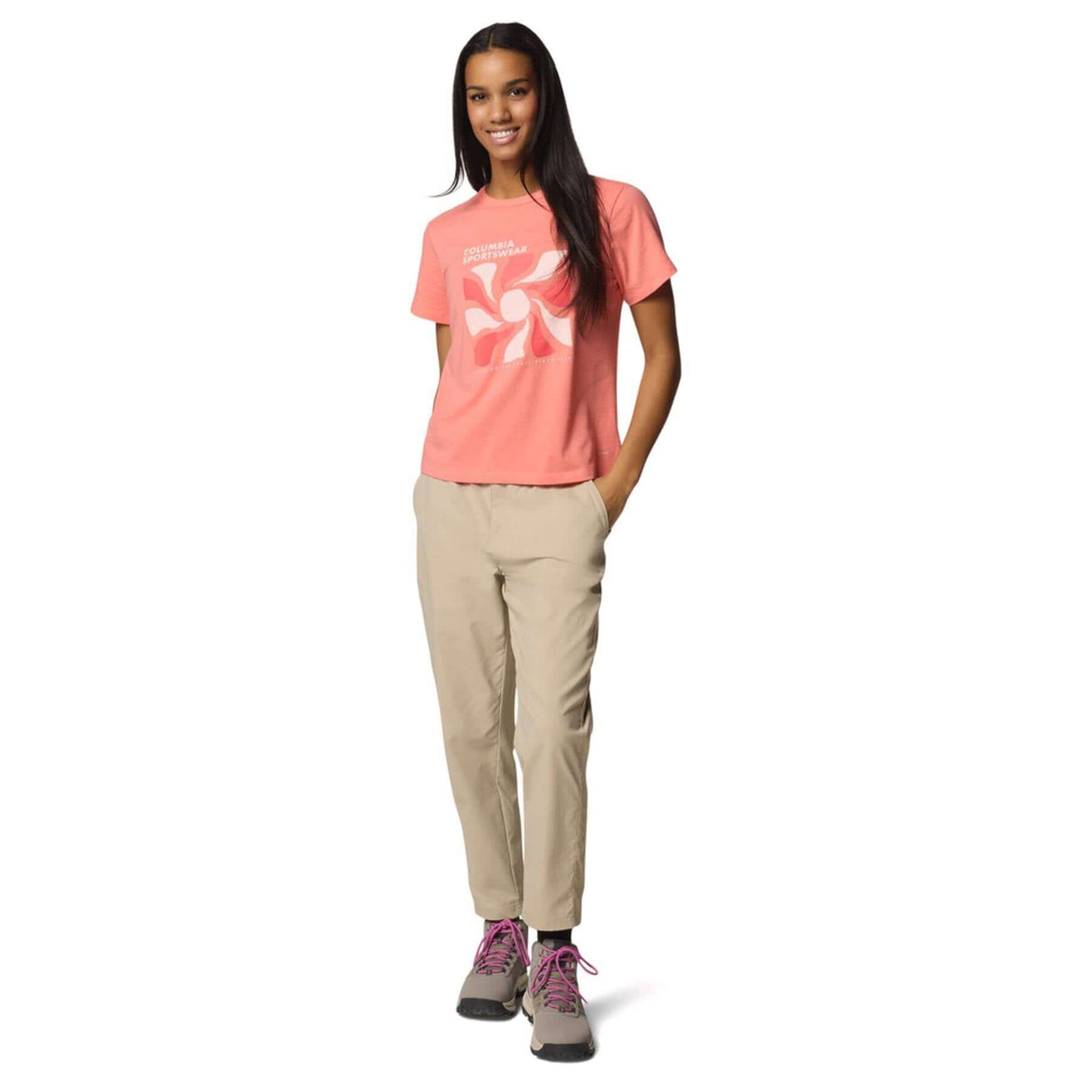 Columbia Women's Sun Trek Graphic T-Shirt Alpenglow/Wavy Rays / X-Small - 53 Degrees North