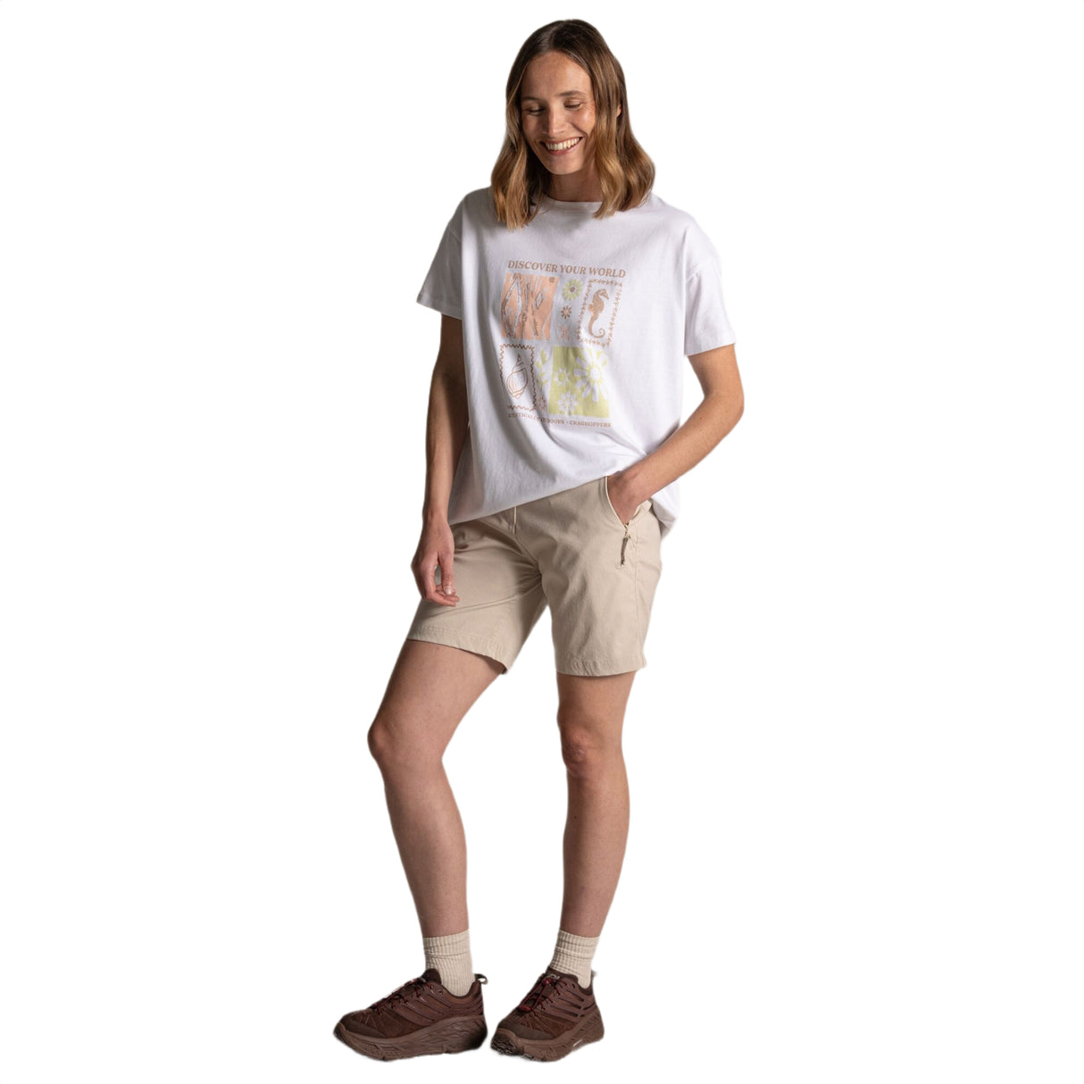 Craghoppers Women's Kiwi Pro III Shorts Oyster / X-Small-Oyster / Small-Oyster / Medium-Oyster / Large-Oyster / X-Large - 53 Degrees North 