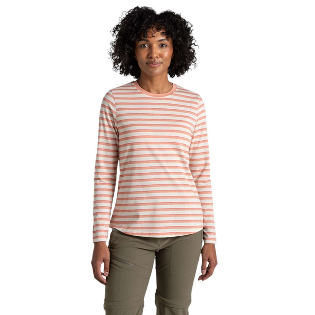 Craghoppers Women's Nosilife Akona Long Sleeve Top Clay Stripe / X-Small-Clay Stripe / Small-Clay Stripe / Medium-Clay Stripe / Large-Clay Stripe / X-Large - 53 Degrees North 