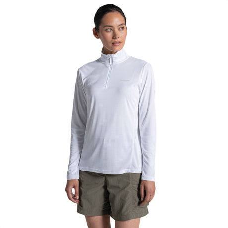 Craghoppers Women's Nosilife Solarshield+ Half Zip Technical Top White / X-Small-White / Small-White / Medium-White / Large-White / X-Large - 53 Degrees North 