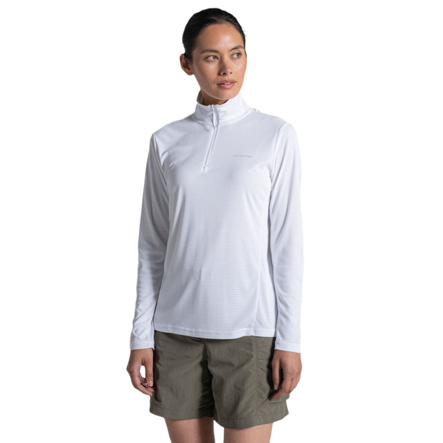 Craghoppers Women's Nosilife Solarshield+ Half Zip Technical Top White / X-Small-White / Small-White / Medium-White / Large-White / X-Large - 53 Degrees North 