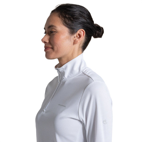 Craghoppers Women's Nosilife Solarshield+ Half Zip Technical Top White / X-Small-White / Small-White / Medium-White / Large-White / X-Large - 53 Degrees North 