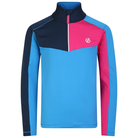 Dare 2b Kids' Formate II Core Stretch Long Sleeve Midlayer Top Gulfstream/Fjord Blue/Rusty Orange / Age 3-4-Gulfstream/Fjord Blue/Rusty Orange / Age 5-6-Gulfstream/Fjord Blue/Rusty Orange / Age 7-8-Gulfstream/Fjord Blue/Rusty Orange / Age 9-10-Gulfstream/Fjord Blue/Rusty Orange / Age 11-12 - 53 Degrees North 