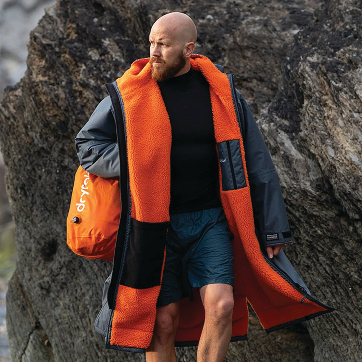 Dryrobe Advance Long Sleeve Changing Robe Dark Grey/Orange / Small-Dark Grey/Orange / Medium-Dark Grey/Orange / Large-Black/Grey / X-Small-Black/Grey / Small - 53 Degrees North 
