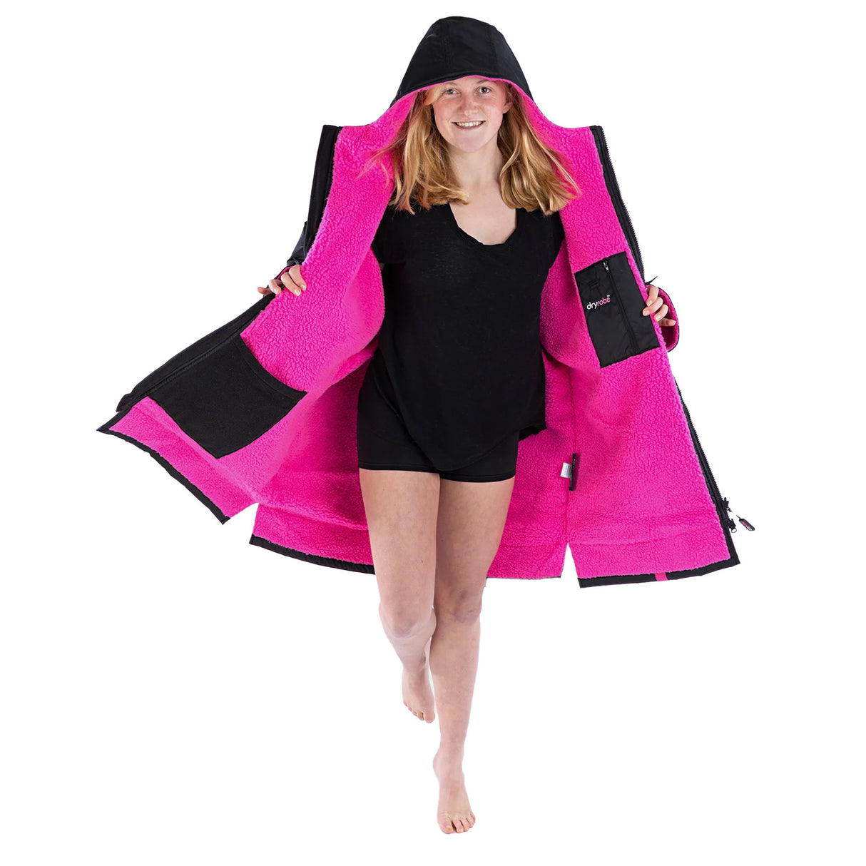 Dryrobe Kids' Advance Long Sleeve Changing Robe Navy/Grey / X-Small-Navy/Grey / Small-Black/Pink / Small - 53 Degrees North 