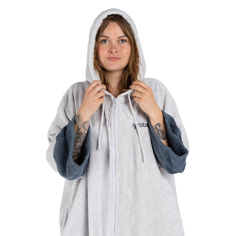 Dryrobe Zip Through Towel Robe Nimbus Cloud / Small-Nimbus Cloud / Medium-Deep Sea Blue / Small-Deep Sea Blue / Medium - 53 Degrees North 