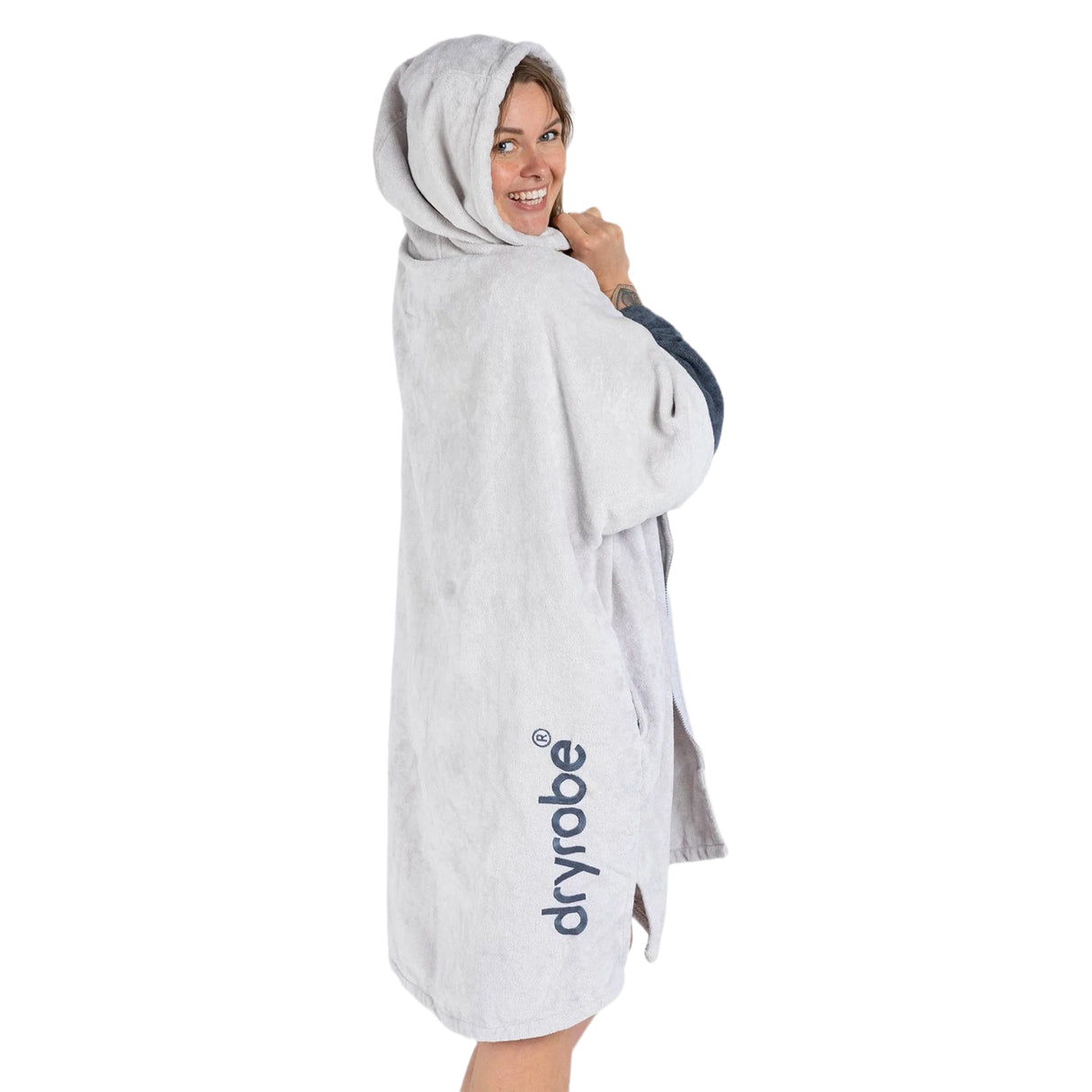 Dryrobe Zip Through Towel Robe Nimbus Cloud / Small-Nimbus Cloud / Medium-Deep Sea Blue / Small-Deep Sea Blue / Medium - 53 Degrees North 
