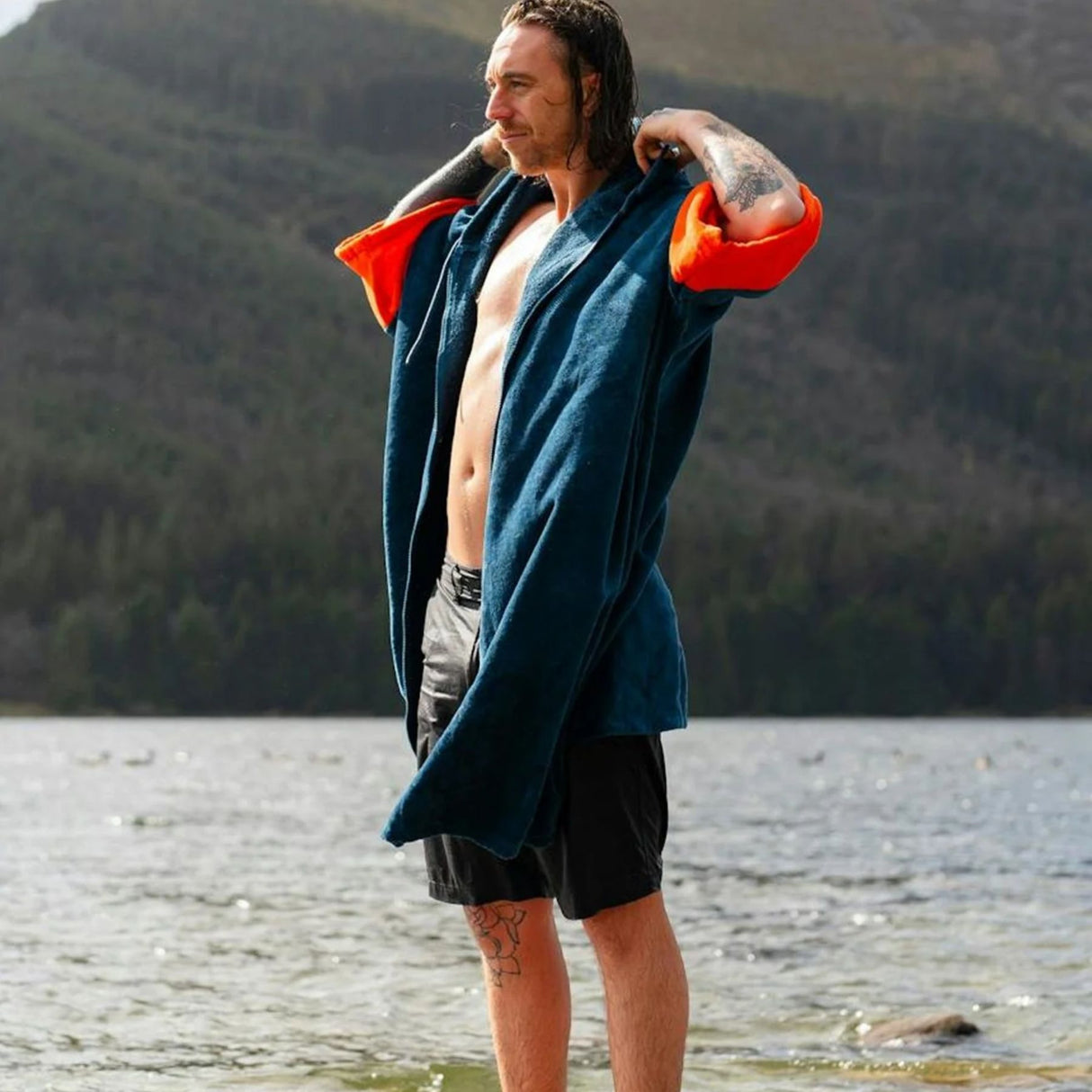 Dryrobe Zip Through Towel Robe Nimbus Cloud / Small-Nimbus Cloud / Medium-Deep Sea Blue / Small-Deep Sea Blue / Medium - 53 Degrees North 