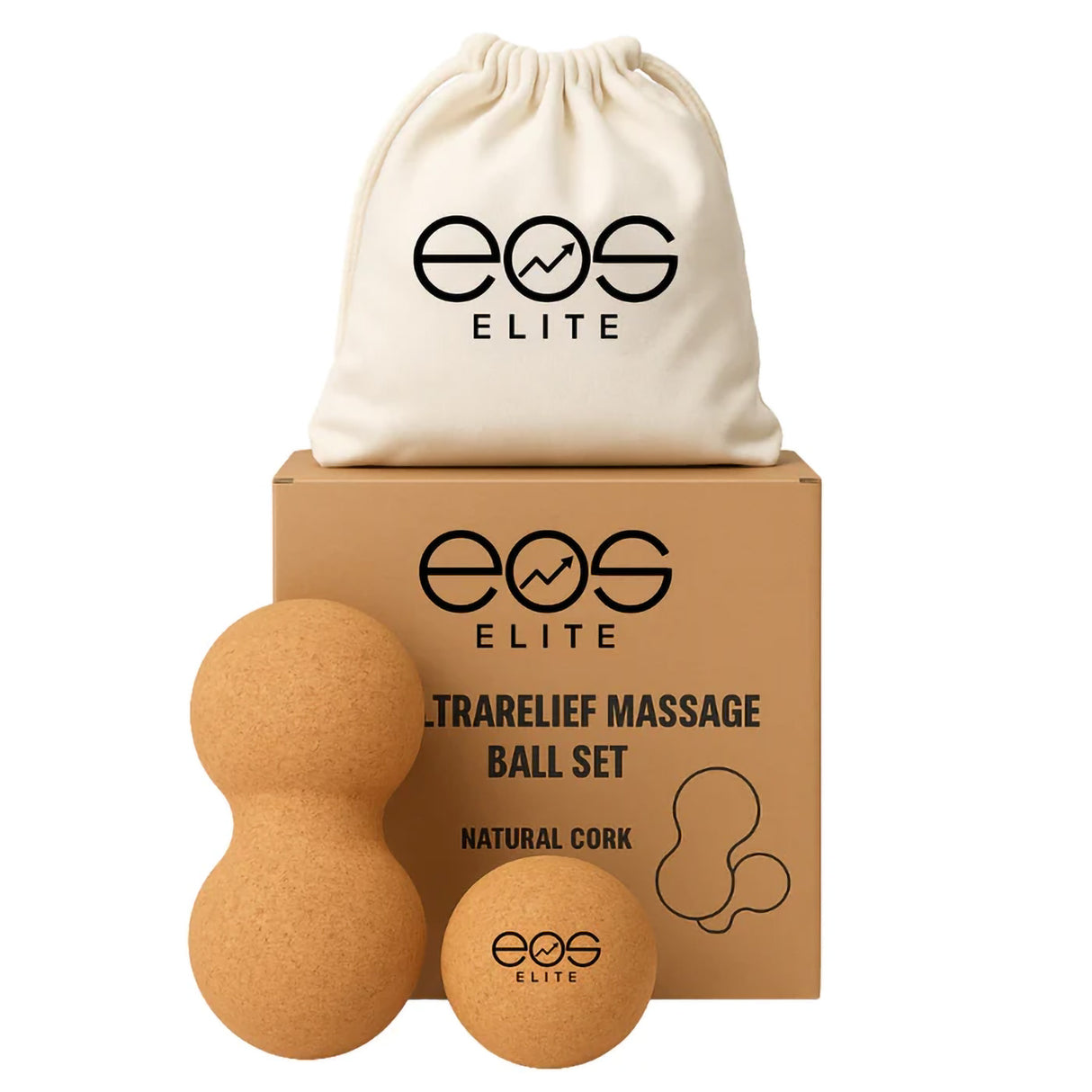 EOS Elite Cork Massage Ball Set Brown - 53 Degrees North 