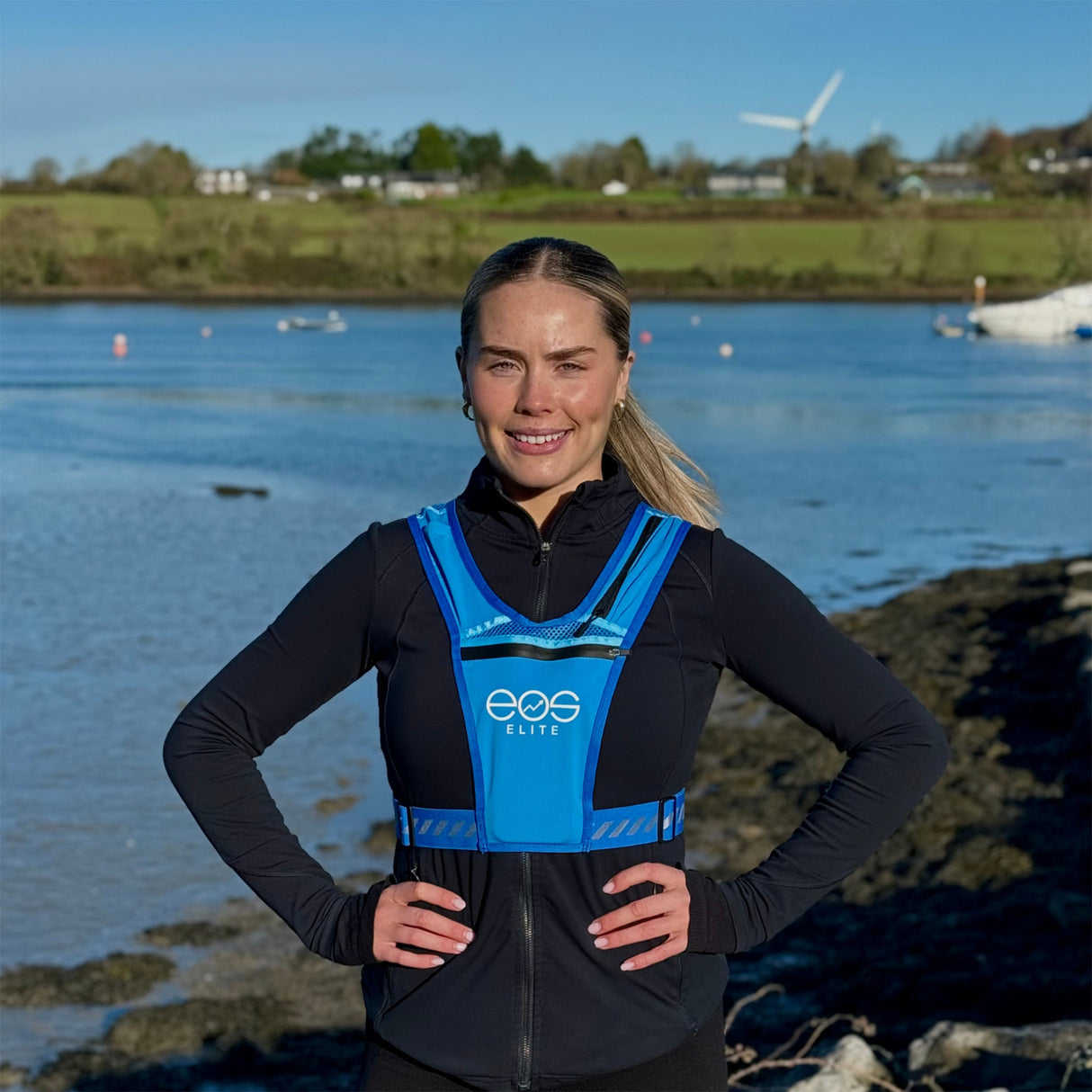 EOS Elite RainGuard Running Vest Blue - 53 Degrees North 