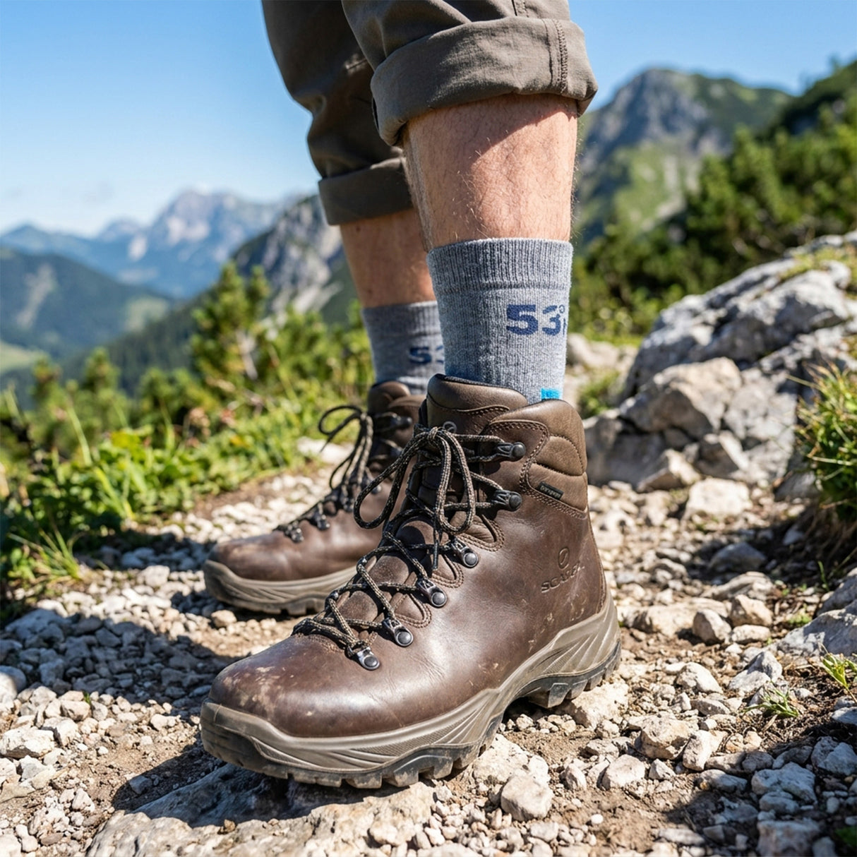 Exceptio Merino Hiking Socks - 2 Pack Navy/Grey / UK 3.5-6-Navy/Grey / UK 6.5-9-Navy/Grey / UK 9.5-12 - 53 Degrees North 